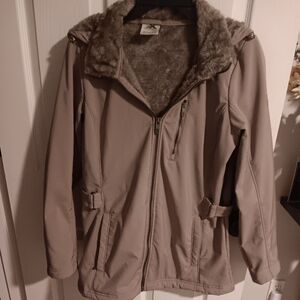 ZeroXposur Taupe Jacket with Faux-Fur Hood Lining. Medium
